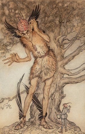 A Terrible Fellow, Little Brother and Little Sister interior illustration by Arthur Rackham Oil Painting