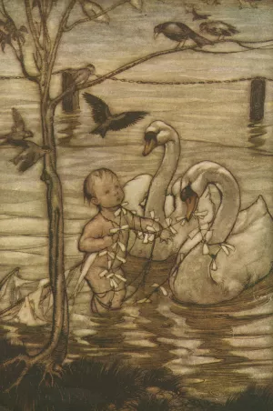 After this the birds said that they would help him no more in his mad enterprise by Arthur Rackham Oil Painting