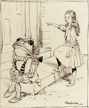 Alice And The Frog Footman Oil painting by Arthur Rackham