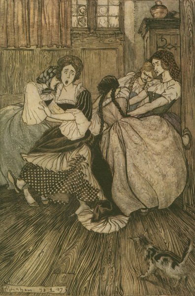 And the maids cried 'good gracious, how very tenacious!' by Arthur Rackham - Hand-Painted Oil Painting Reproduction