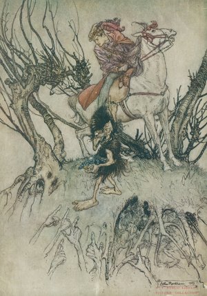 At length they all pointed their stained fingers at me by Arthur Rackham Oil Painting