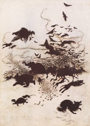 At the third sting the Fox screamed, and down went his tail between his legs by Arthur Rackham Oil Painting