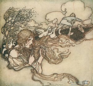Blow, blow, little breeze, And Conrads hat seize by Arthur Rackham Oil Painting