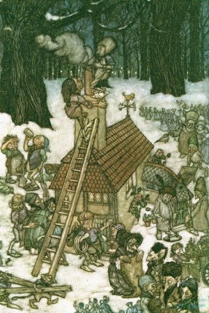 Building the house for Maimie by Arthur Rackham Oil Painting