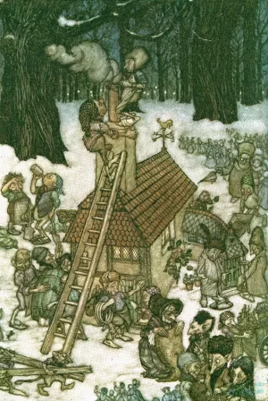 Building the house for Maimie by Arthur Rackham Oil Painting