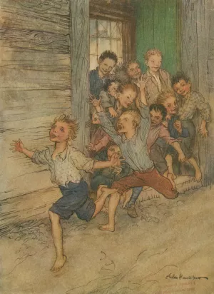 Bursting forth like a legion of young imps by Arthur Rackham Oil Painting