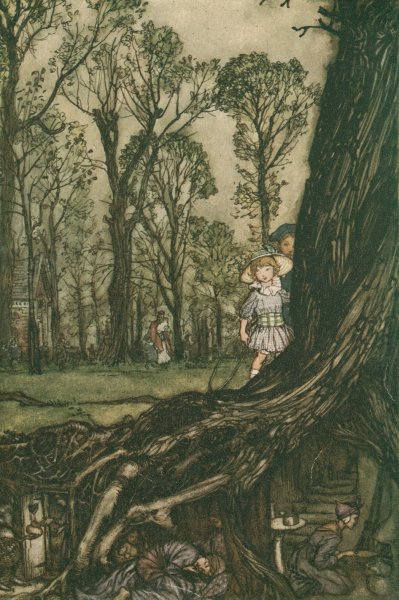 Main Product Photo of Fairies are all more or less in hiding until dusk  Painting by Arthur Rackham