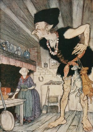 Fee-fi-fo-fum, I smell the blood of an Englishman by Arthur Rackham Oil Painting