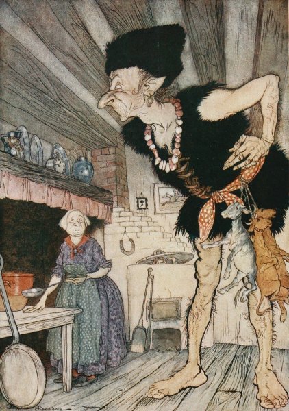Fee-fi-fo-fum, I smell the blood of an Englishman  by Arthur Rackham - Hand-Painted Oil Painting Reproduction