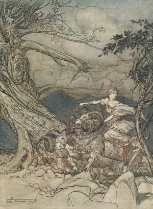 Fricka approaches in anger by Arthur Rackham Oil Painting