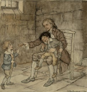 He Gave Each a Large Piece of Gingerbread by Arthur Rackham Oil Painting