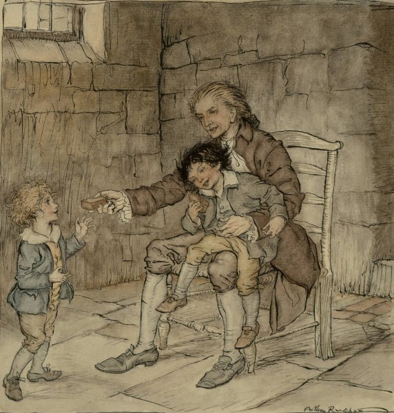 He Gave Each a Large Piece of Gingerbread  by Arthur Rackham - Hand-Painted Oil Painting Reproduction