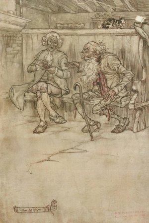 He took his place once more on the bench at the inn-door by Arthur Rackham Oil Painting