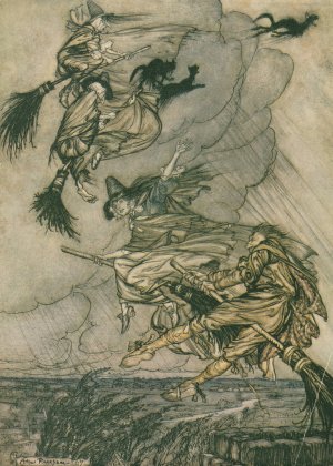 Hey! up the chimney, lass! Hey after you! by Arthur Rackham Oil Painting