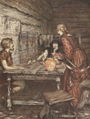 Hunding discovers the likeness between Siegmund and Sieglinde by Arthur Rackham Oil Painting
