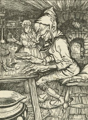 Jack sneaks into the giant's house by Arthur Rackham Oil Painting