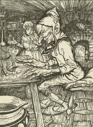 Jack sneaks into the giant's house by Arthur Rackham Oil Painting