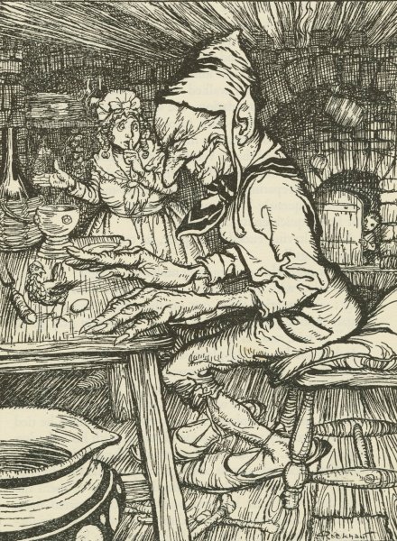Main Product Photo of Jack sneaks into the giant's house Painting by Arthur Rackham