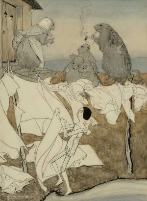 Jensina Proves a Born Housewife by Arthur Rackham Oil Painting
