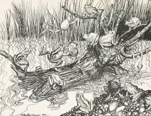 King Log by Arthur Rackham Oil Painting