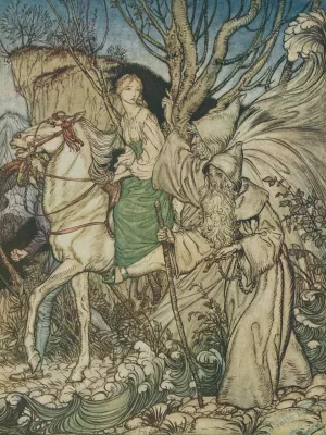 Little niece, said Kuhleborn, forget not that I am here with thee as a guide by Arthur Rackham Oil Painting