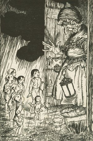 Little Thumbling and his brothers find their way home by Arthur Rackham Oil Painting