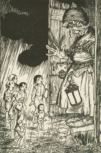 Little Thumbling and his brothers find their way home by Arthur Rackham - Hand-Painted Oil Painting Reproduction
