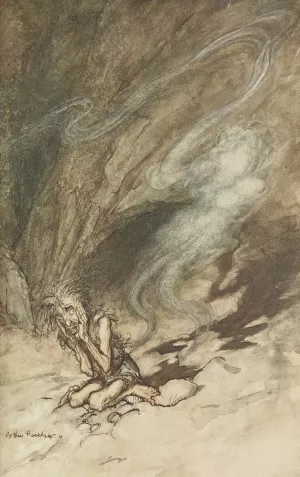 Mime writhes under the lashes he receives by Arthur Rackham Oil Painting
