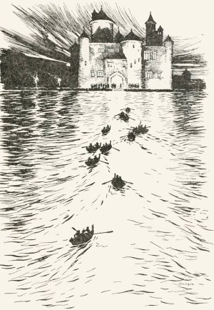 On the opposite side of the lake stood a splendid brightly-lighted Castle by Arthur Rackham Oil Painting
