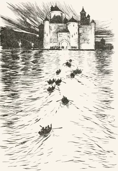 On the opposite side of the lake stood a splendid brightly-lighted ...