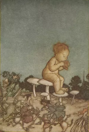 Peter Pan is the fairies'orchestra by Arthur Rackham Oil Painting