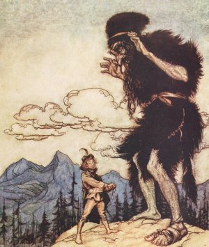 Pulling the piece of soft cheese out of his pocket, he squeezed it till the moisture ran out by Arthur Rackham Oil Painting