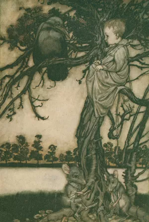 Put his strange case before old Solomon Caw Oil painting by Arthur Rackham