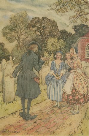 Reciting for their amusement all the epitaphs on the tombstones by Arthur Rackham Oil Painting