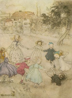Ring a ring o'roses. by Arthur Rackham Oil Painting