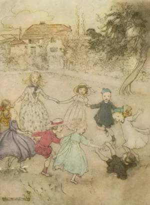Ring a ring o'roses. by Arthur Rackham Oil Painting