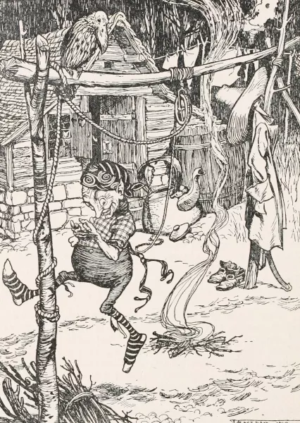 Round the fire an indescribably ridiculous little man was leaping by ...