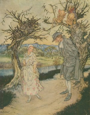 Sauntering along in the twilight by Arthur Rackham Oil Painting