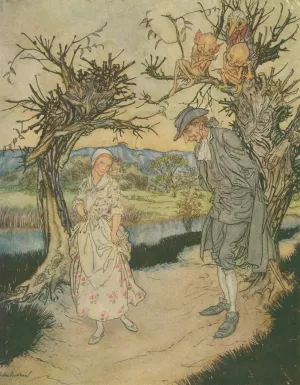 Sauntering along in the twilight by Arthur Rackham Oil Painting
