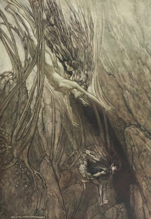 Seize the despoiler!, Rescue the gold! Help us! Help us! Woe! Woe! by Arthur Rackham Oil Painting