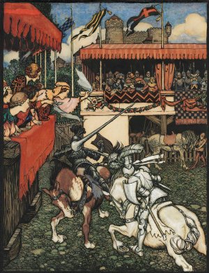 Sir Tristram defeats Sir Palamedes in Ireland by Arthur Rackham Oil Painting