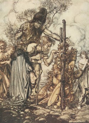 Spare the life of poor Loge! by Arthur Rackham Oil Painting