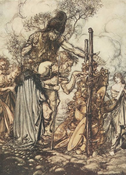 Spare the life of poor Loge!  by Arthur Rackham - Hand-Painted Oil Painting Reproduction