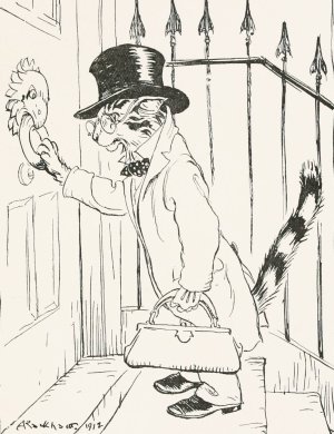The Cat and the Birds by Arthur Rackham Oil Painting