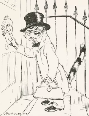 The Cat and the Birds by Arthur Rackham Oil Painting