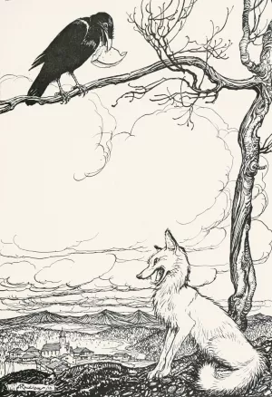 The Fox and the Crow by Arthur Rackham Oil Painting