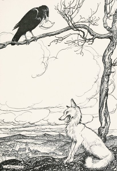 Main Product Photo of The Fox and the Crow  Painting by Arthur Rackham