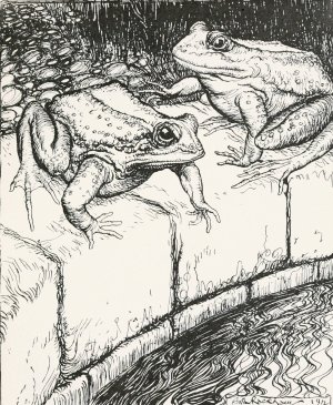 The Frogs and the Well by Arthur Rackham Oil Painting