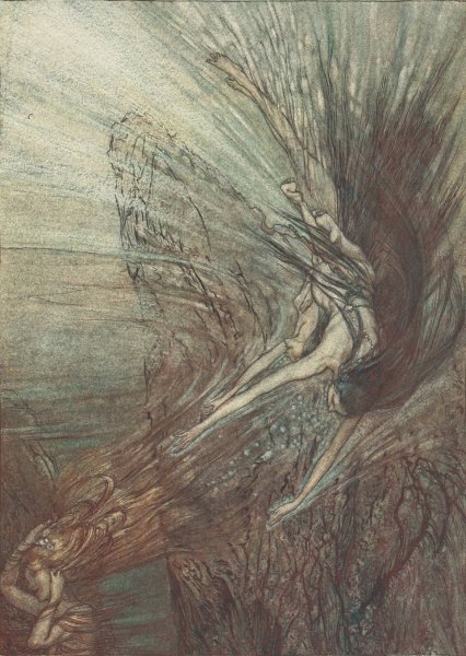 Main Product Photo of The Frolic of the Rhine-Maidens  Painting by Arthur Rackham