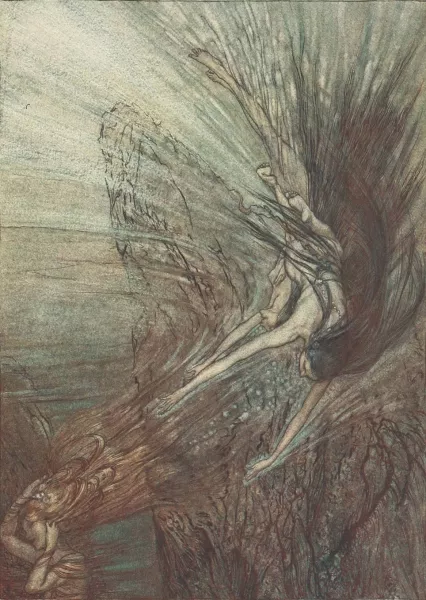The Frolic of the Rhine-Maidens by Arthur Rackham Oil Painting ...